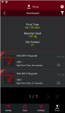 Print Status interface