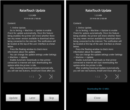RaiseTouch Update Screen
